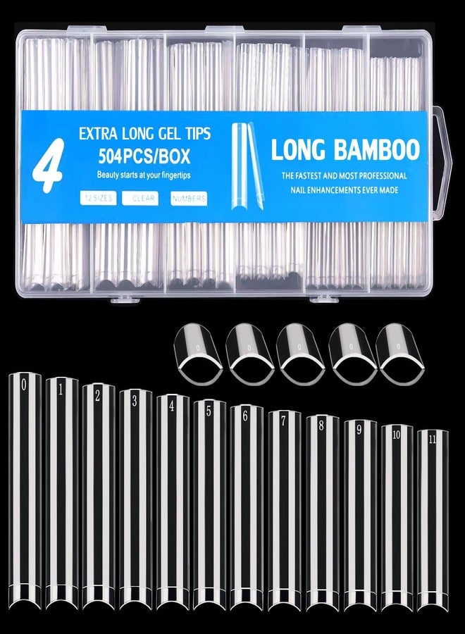 Dudjndjd 504 Pcs No C Curve Square Nail Tips, XXXL Half Cover Clear Nails Tips for Acrylic Nails, 3XL Straight Tapered Square Flattened Fake Nail Tips for Nail Salons and DIY 12 Sizes - Image 2